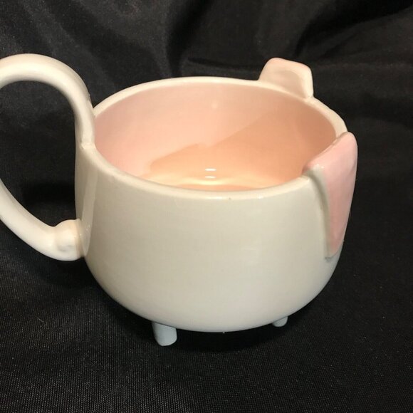Ceramic Kitten Cat Mug Handle Legs Footed Adorable Arlington Designs White Pink - Picture 4 of 6